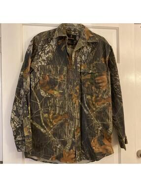 Vintage Browning Mossy Oak Long Sleeve Button Up Camo Shirt Medium